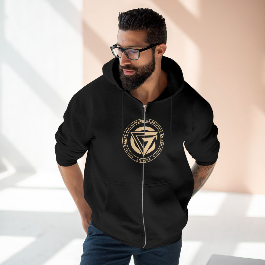 CG TIGER FLAME DESSERT SAND /LIFT OR DIE  ZIP UP