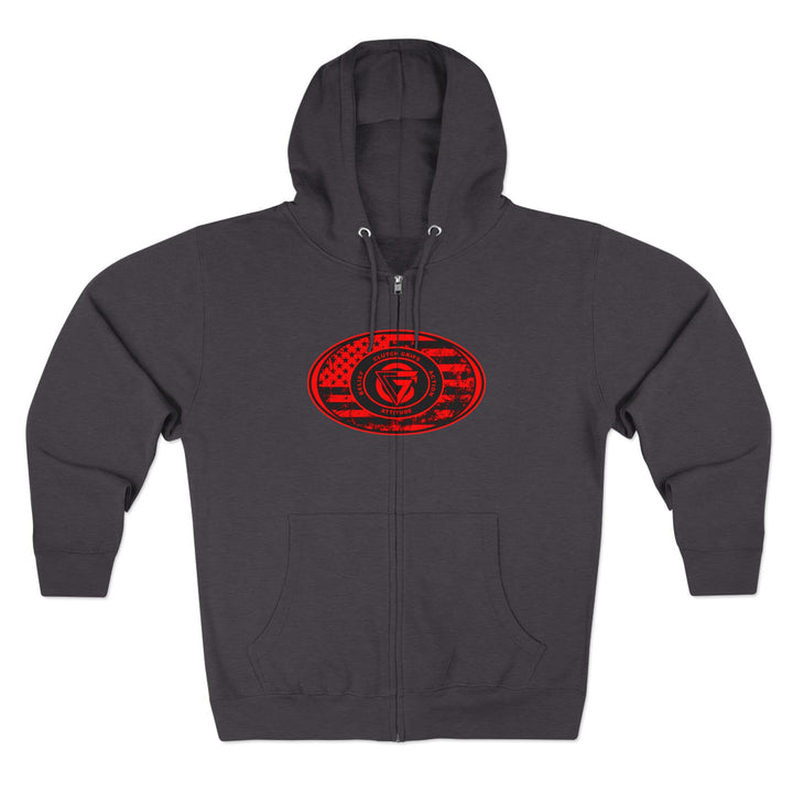CG  NAVY SEAL TRIBUTE  RIP RED BLACK /AMERICAN SAVAGE ZIP UP