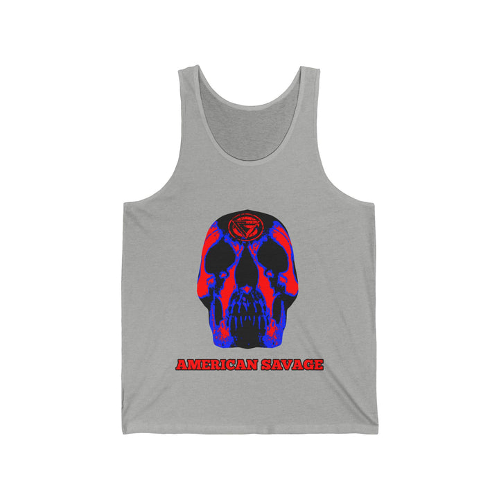 SKULLATOR TANK RED BLUE /AMERICAN SAVAGE