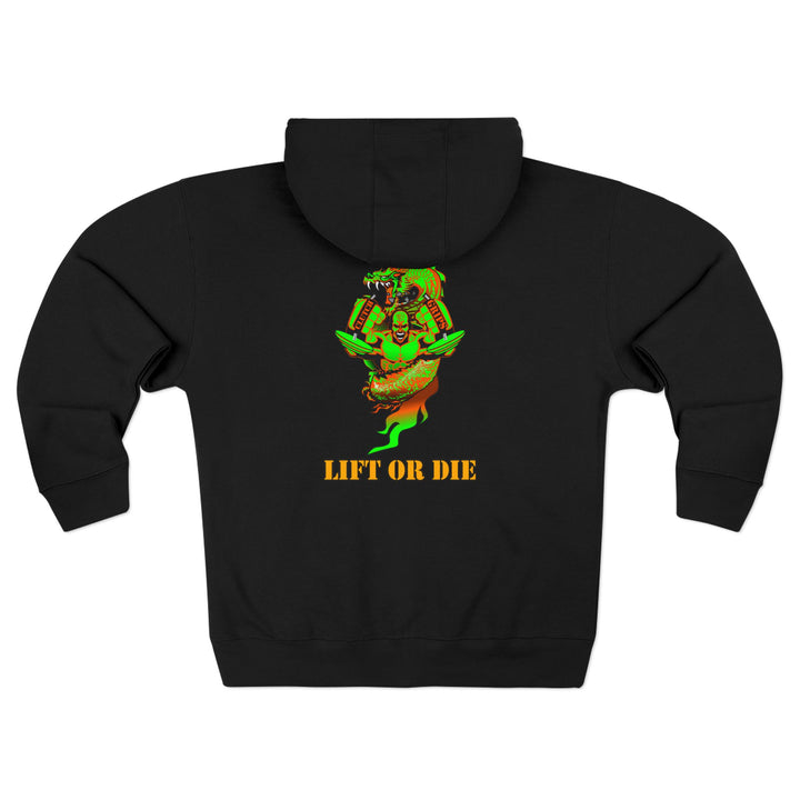 MAC SNAP DRAGON ORANGE GREEN /LIFT OR DIE ZIP UP