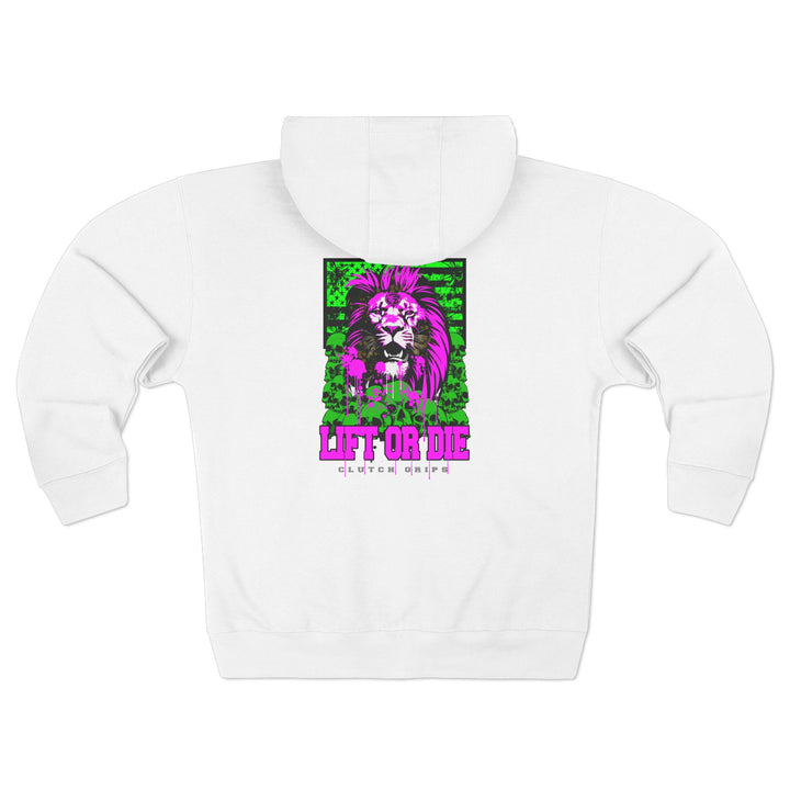 CG LION HEART GREEN PURPLISH PINK LIFT OR DIE ZIP UP