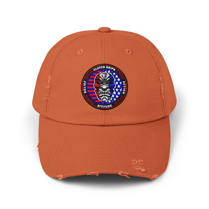 SAMURAI MASK RED WHITE BLUE FLAG/BELIEF ATTITUDE ACTION CAP