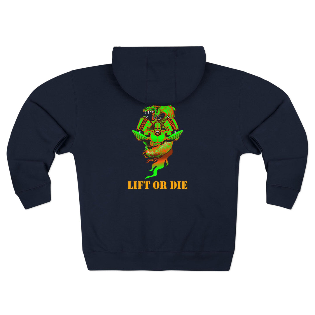 MAC SNAP DRAGON ORANGE GREEN /LIFT OR DIE ZIP UP