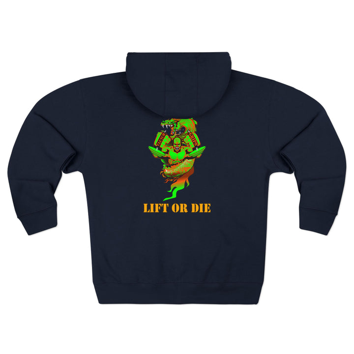 MAC SNAP DRAGON ORANGE GREEN /LIFT OR DIE ZIP UP