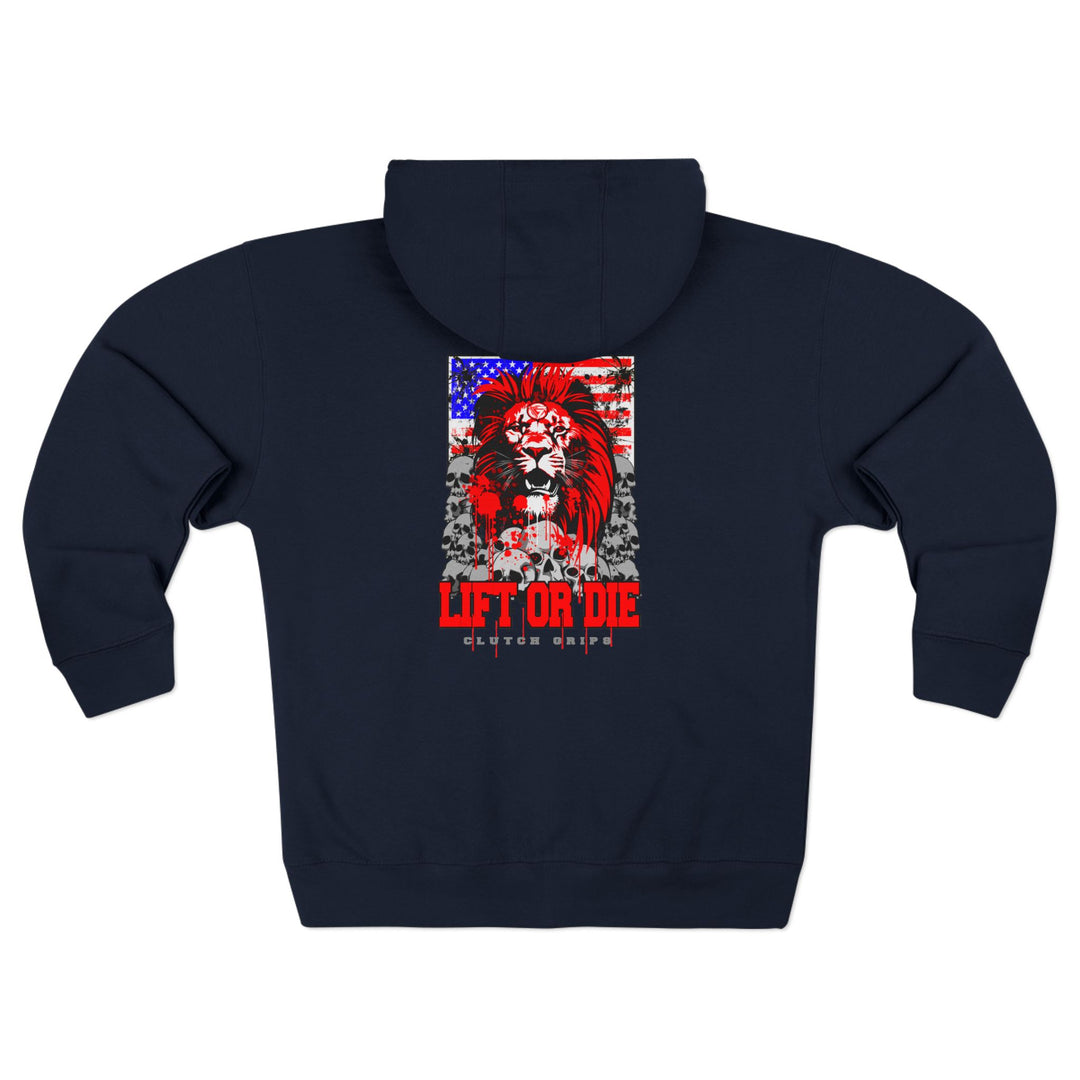 CG LION HEART RED WHITE BLUE/LIFT OR DIE ZIP UP