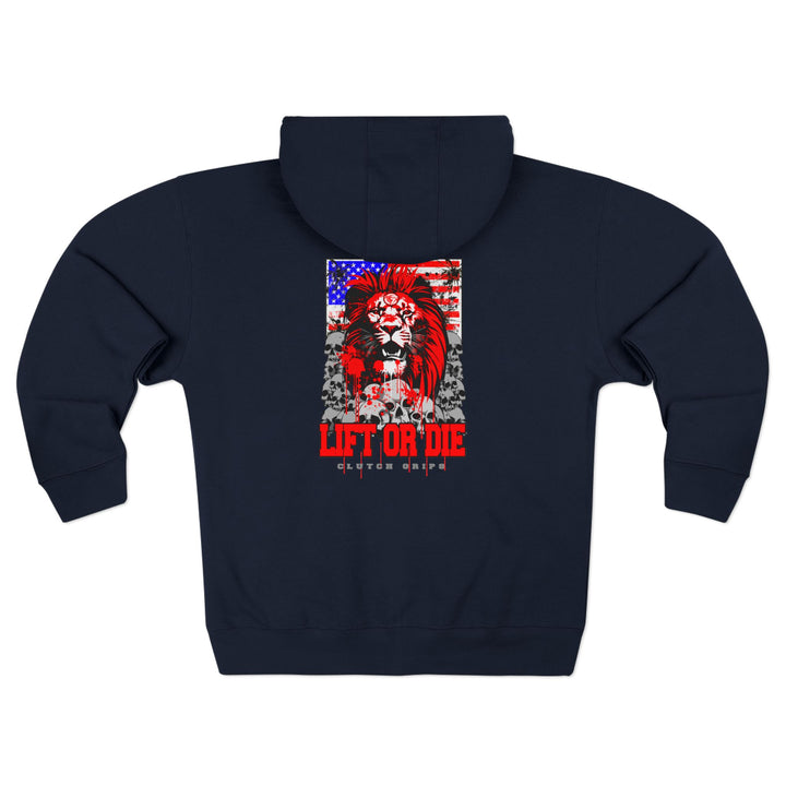 CG LION HEART RED WHITE BLUE/LIFT OR DIE ZIP UP