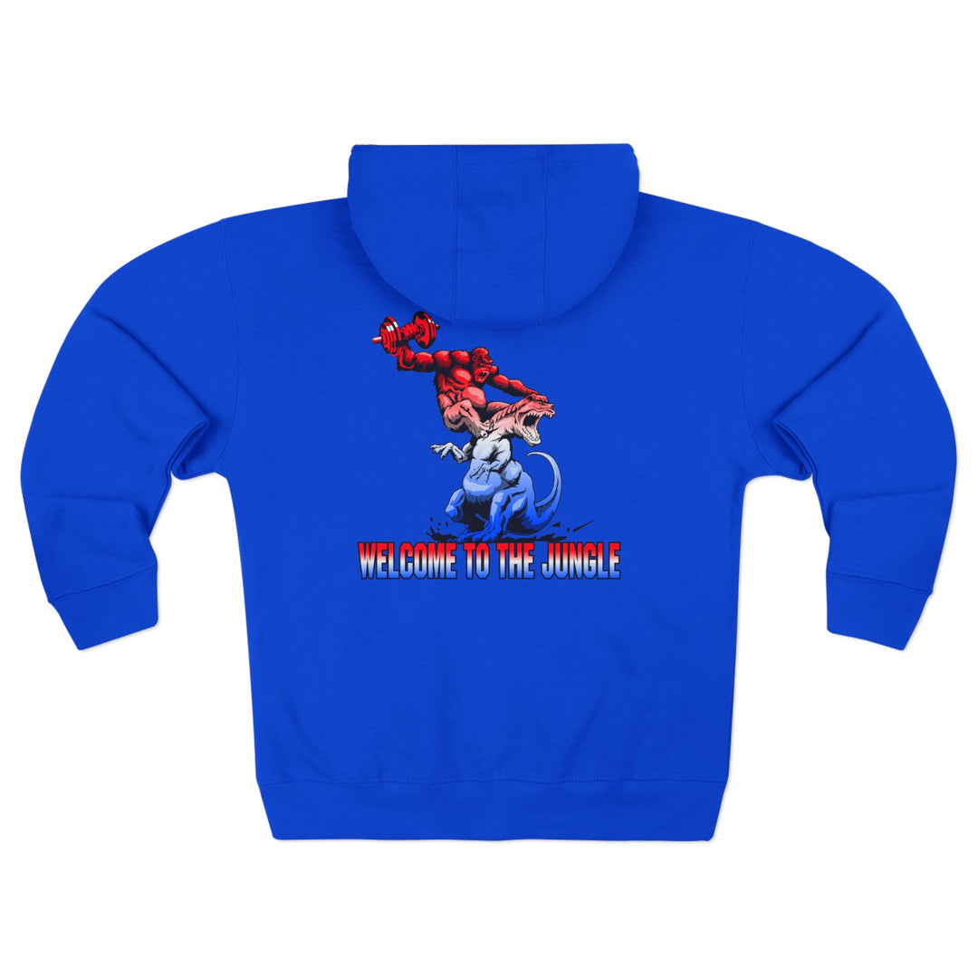 CG APE VS ZILLA 2ND FIGHTRED WHITE BLUE FADE /WELCOME TO THE JUNGLE ZIP UP