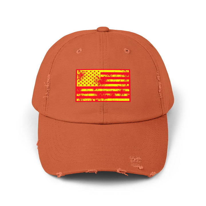 BATTLE HARDENED BLOOD RED & GOLD AMERICAN FREEDOM FLAG CAP
