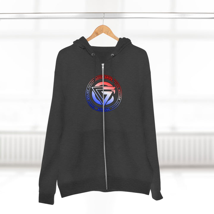 CG APE VS ZILLA 2ND FIGHTRED WHITE BLUE FADE /AMERICAN SAVAGE ZIP UP