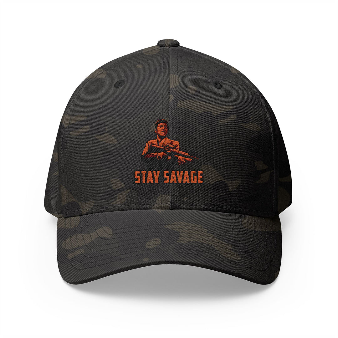 CG FINAL BOSS RED BLACK LOGO /FLAG /STAY SAVAGE Closed-Back Structured Cap (Embroidery)