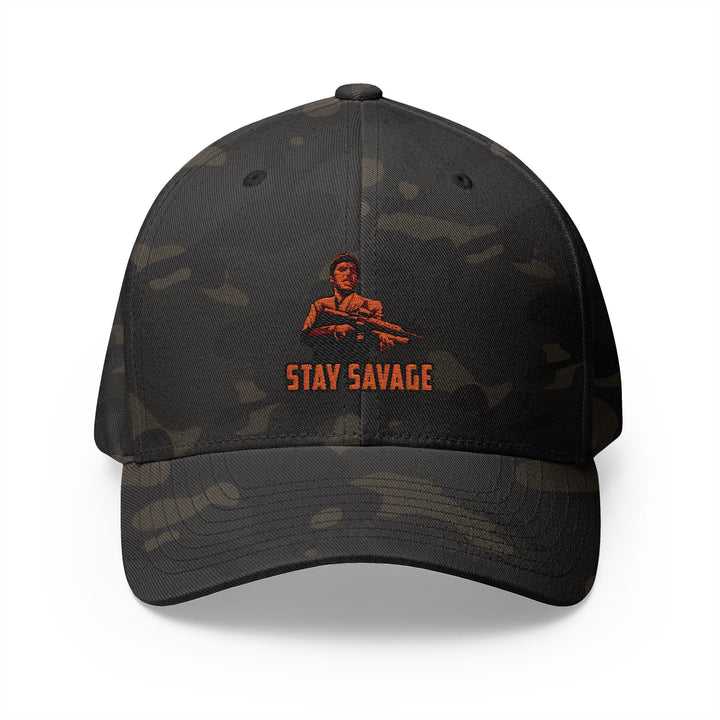 CG FINAL BOSS RED BLACK LOGO /FLAG /STAY SAVAGE Closed-Back Structured Cap (Embroidery)