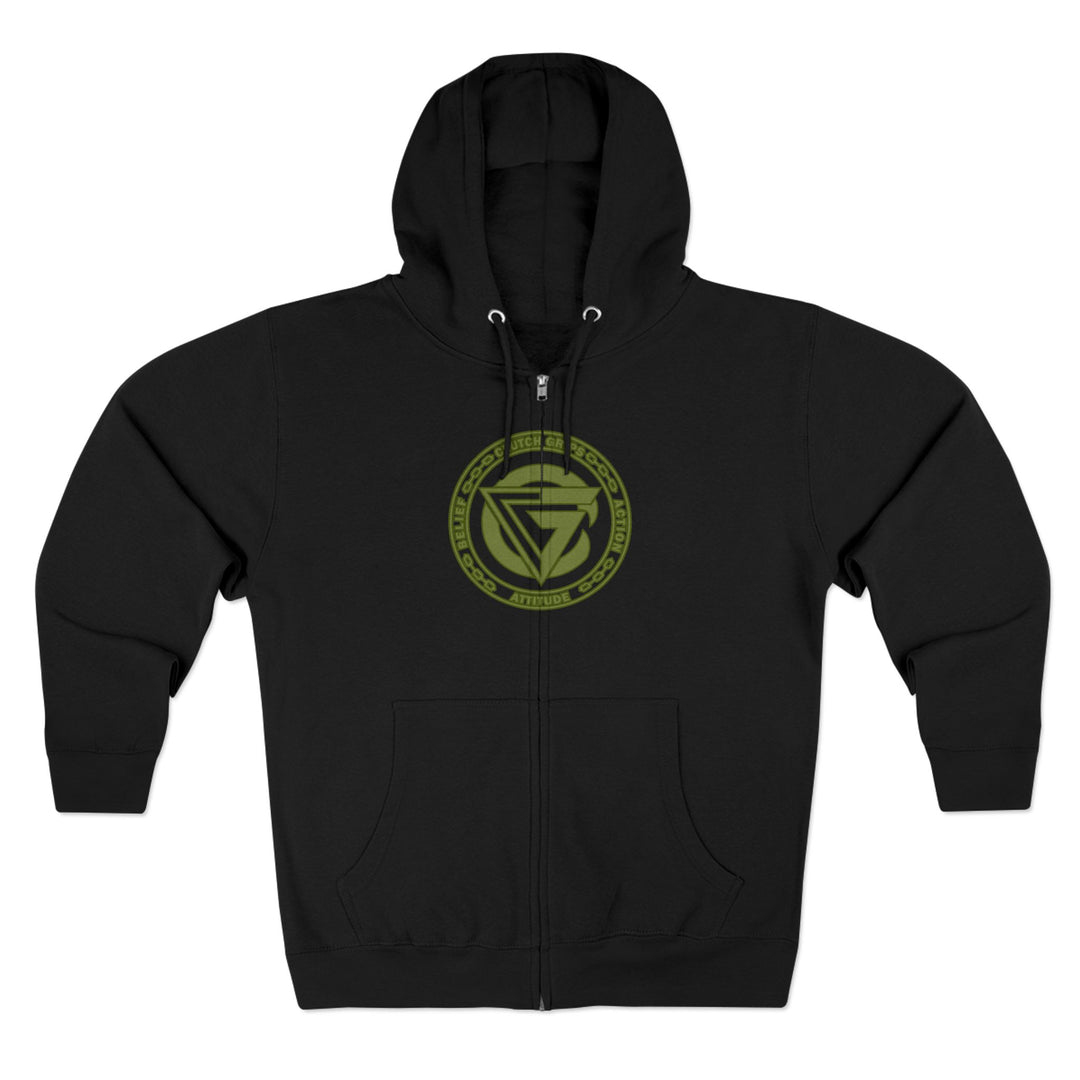 CG SGL SKULL DRAGON TIGER BELL ARMY GREEN/READY FOR WAR  ZIP UP