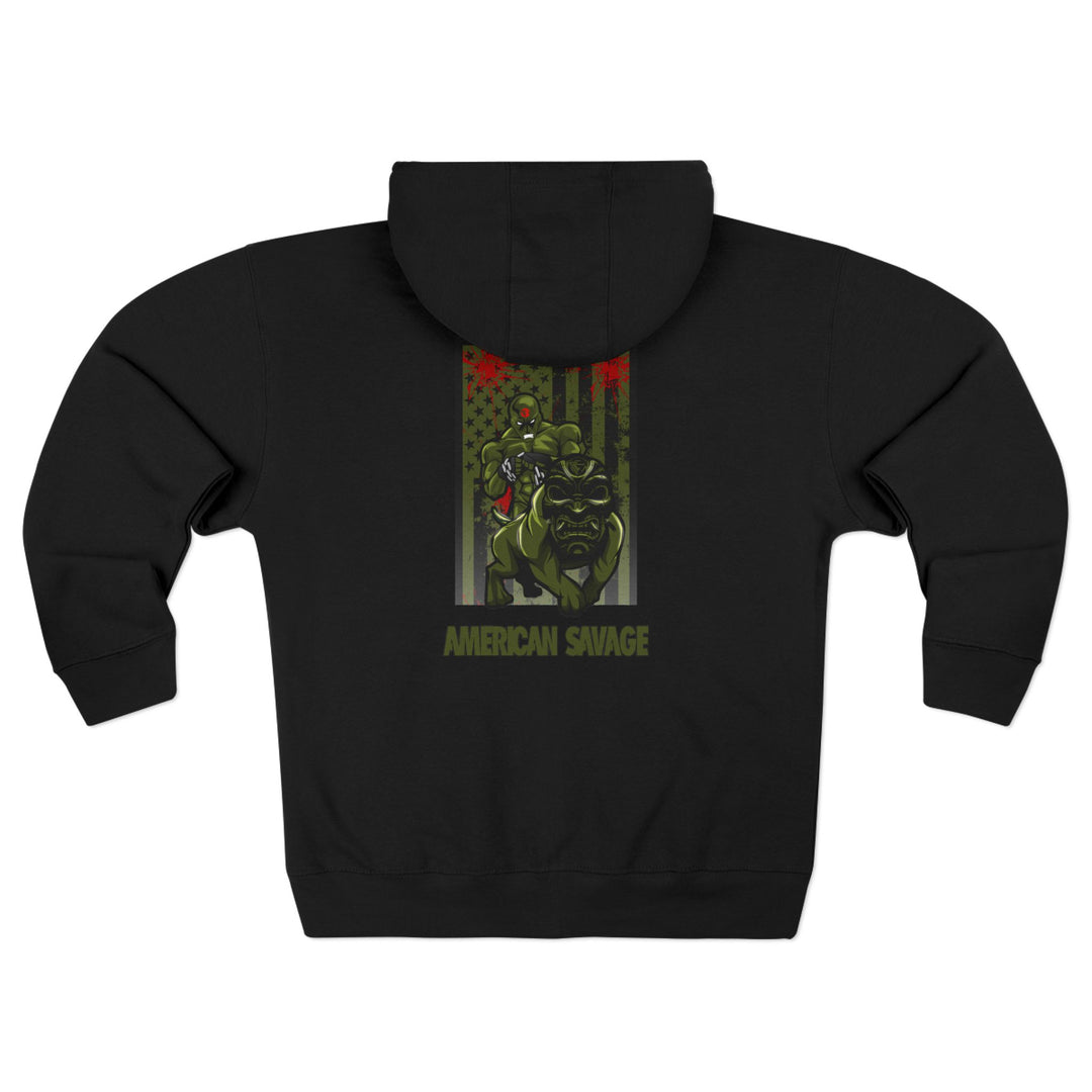 CG ANGRY DOG MILITARY GREEN BLOOD RED /AMERICAN SAVAGE ZIP UP