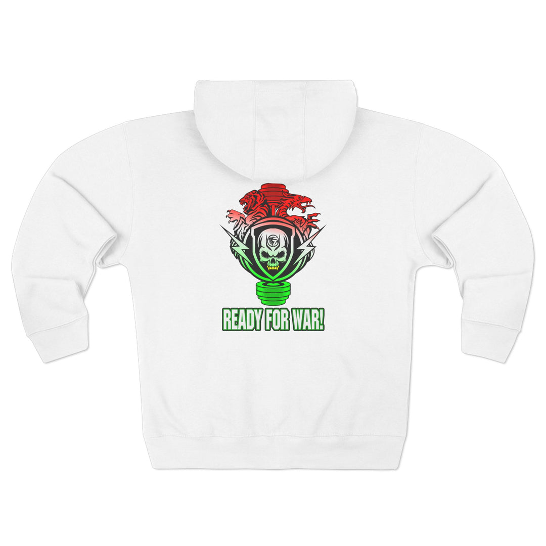 SKULLATOR SGL BELL DRAGON TIGER RED WHITE GREEN FADE/READY FOR WAR ZIP UP