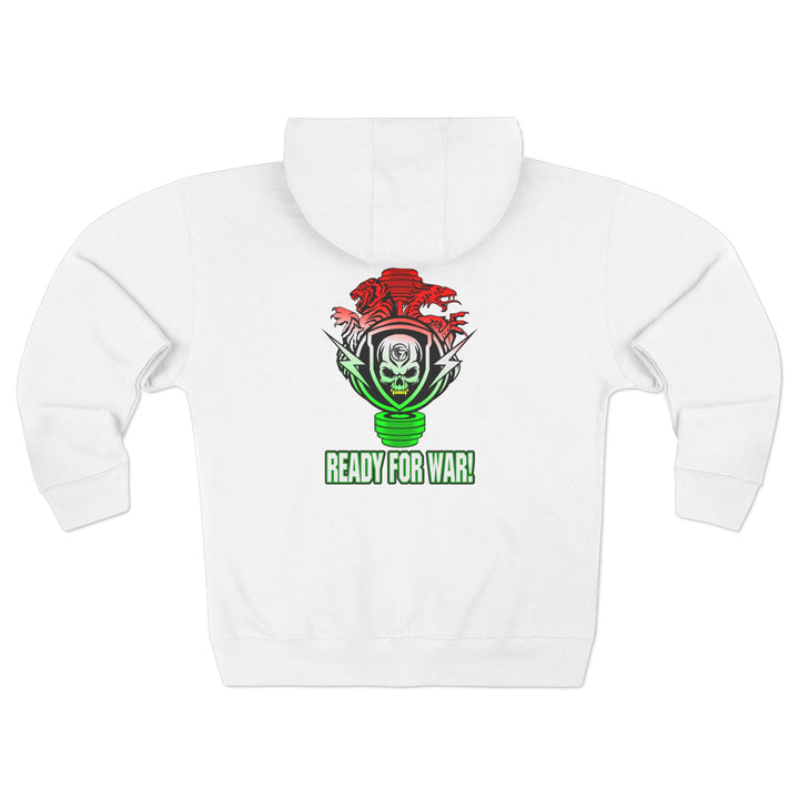 SKULLATOR SGL BELL DRAGON TIGER RED WHITE GREEN FADE/READY FOR WAR ZIP UP