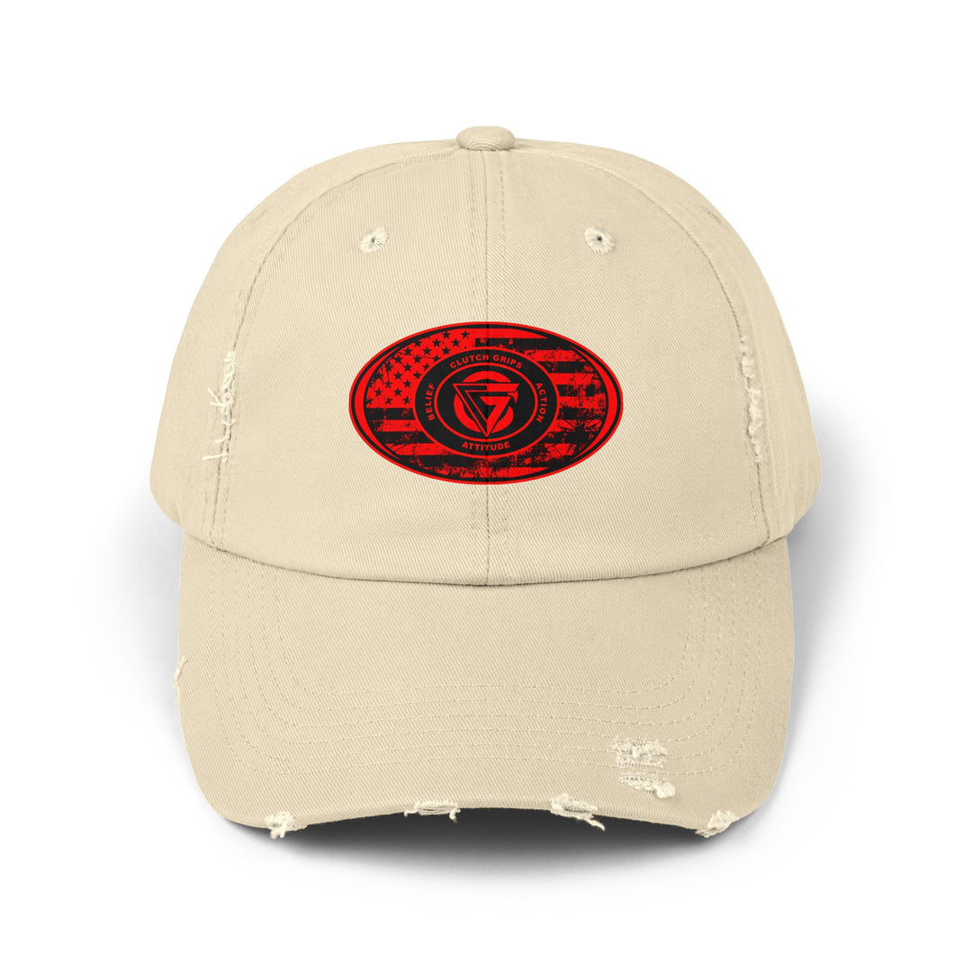 CG DISTRESSED RED BLK FLAG CAP