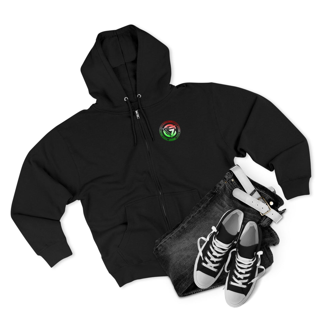 SKULLATOR SGL BELL DRAGON TIGER RED WHITE GREEN FADE/READY FOR WAR ZIP UP