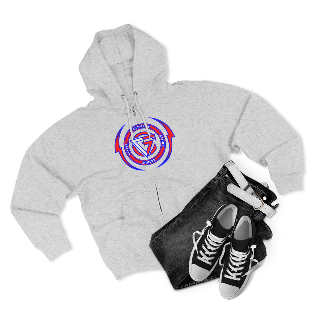 CG APE VS ZILLA 2ND FIGHTRED WHITE BLUE FADE /WELCOME TO THE JUNGLE ZIP UP