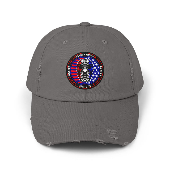 SAMURAI MASK RED WHITE BLUE FLAG/BELIEF ATTITUDE ACTION CAP