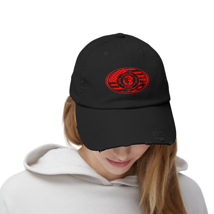 CG DISTRESSED RED BLK FLAG CAP