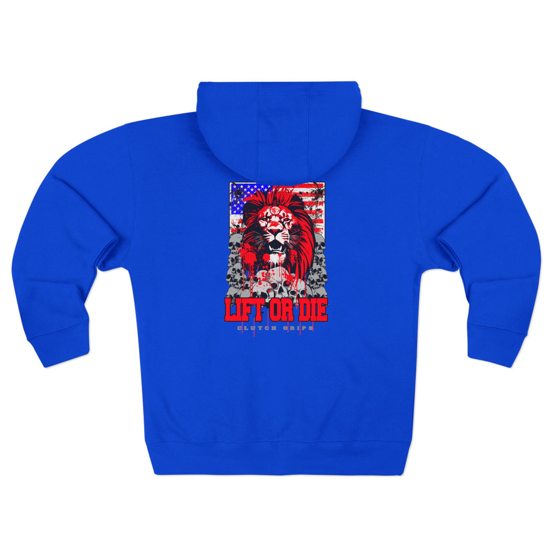CG LION HEART RED WHITE BLUE/LIFT OR DIE ZIP UP