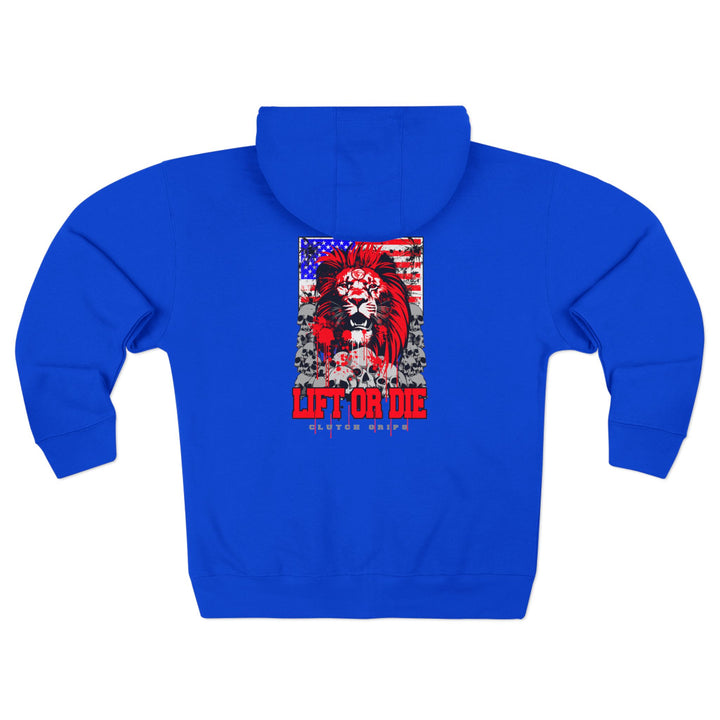 CG LION HEART RED WHITE BLUE/LIFT OR DIE ZIP UP