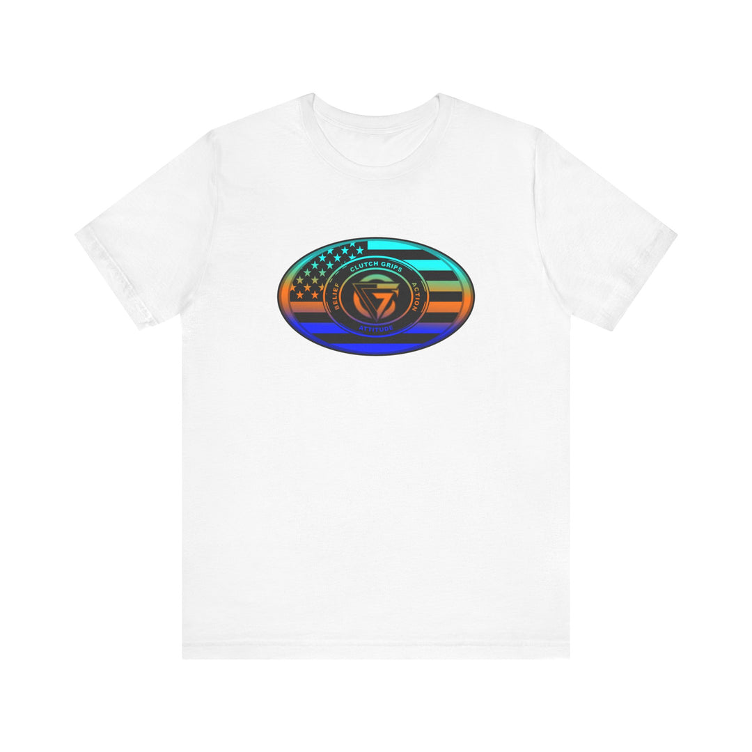 CG OVAL USA FLAG BLUE ORANGE AQUA BLEND