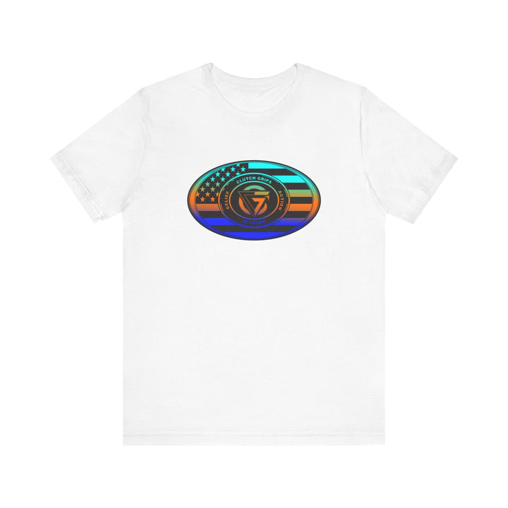 CG OVAL USA FLAG BLUE ORANGE AQUA BLEND