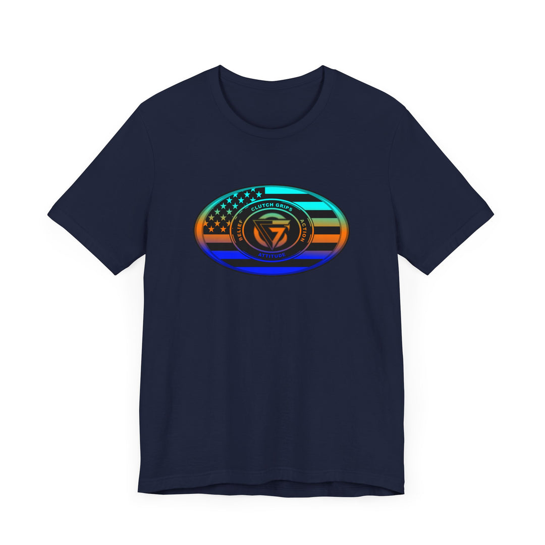 CG OVAL USA FLAG BLUE ORANGE AQUA BLEND