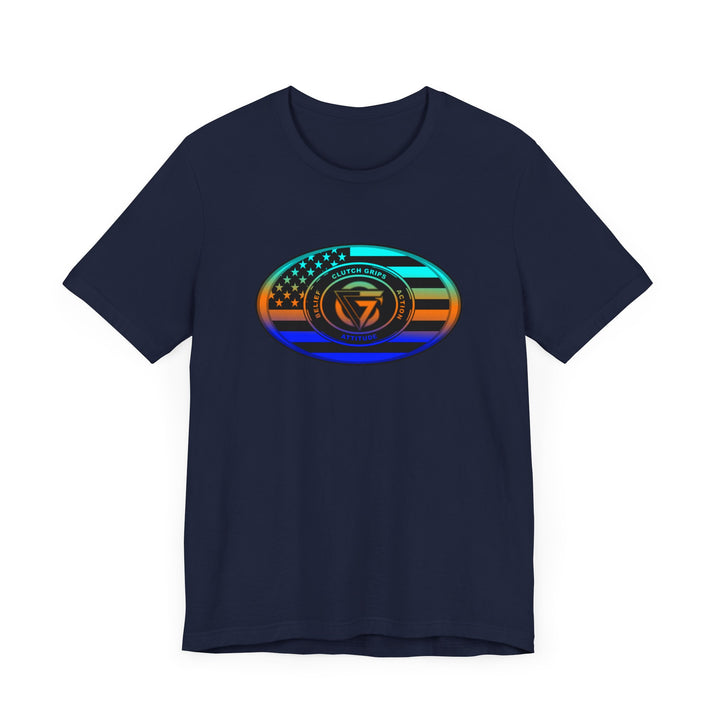 CG OVAL USA FLAG BLUE ORANGE AQUA BLEND