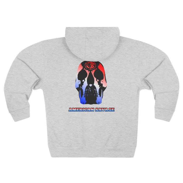 CG SKULL RED WHITE BLUE FADE /AMERICAN SAVAGE ZIP UP