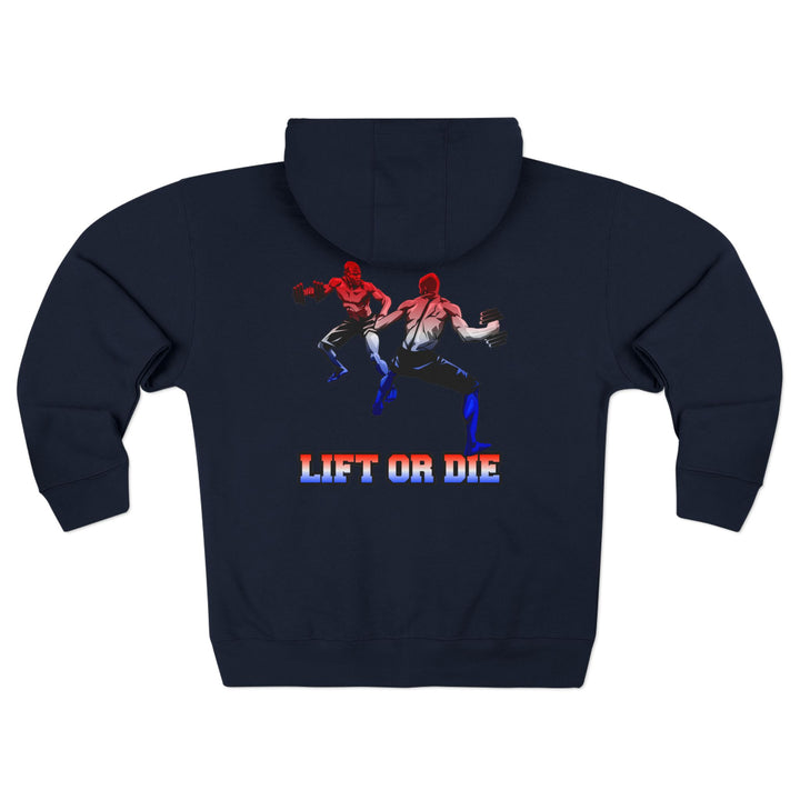 CG MAN VS SELF FIGHT RED WHITE BLUE ZIP UP