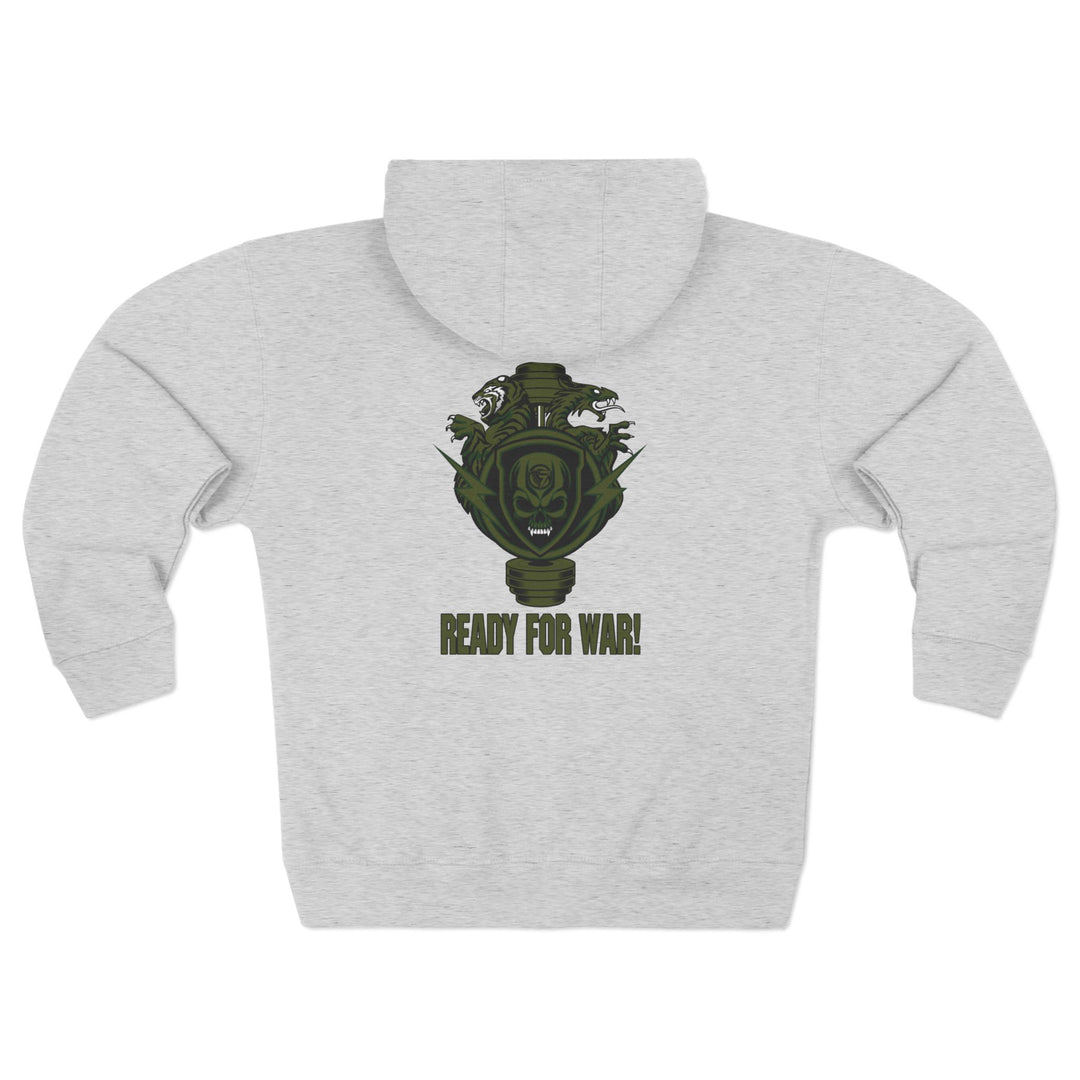 CG SGL SKULL DRAGON TIGER BELL ARMY GREEN/READY FOR WAR  ZIP UP