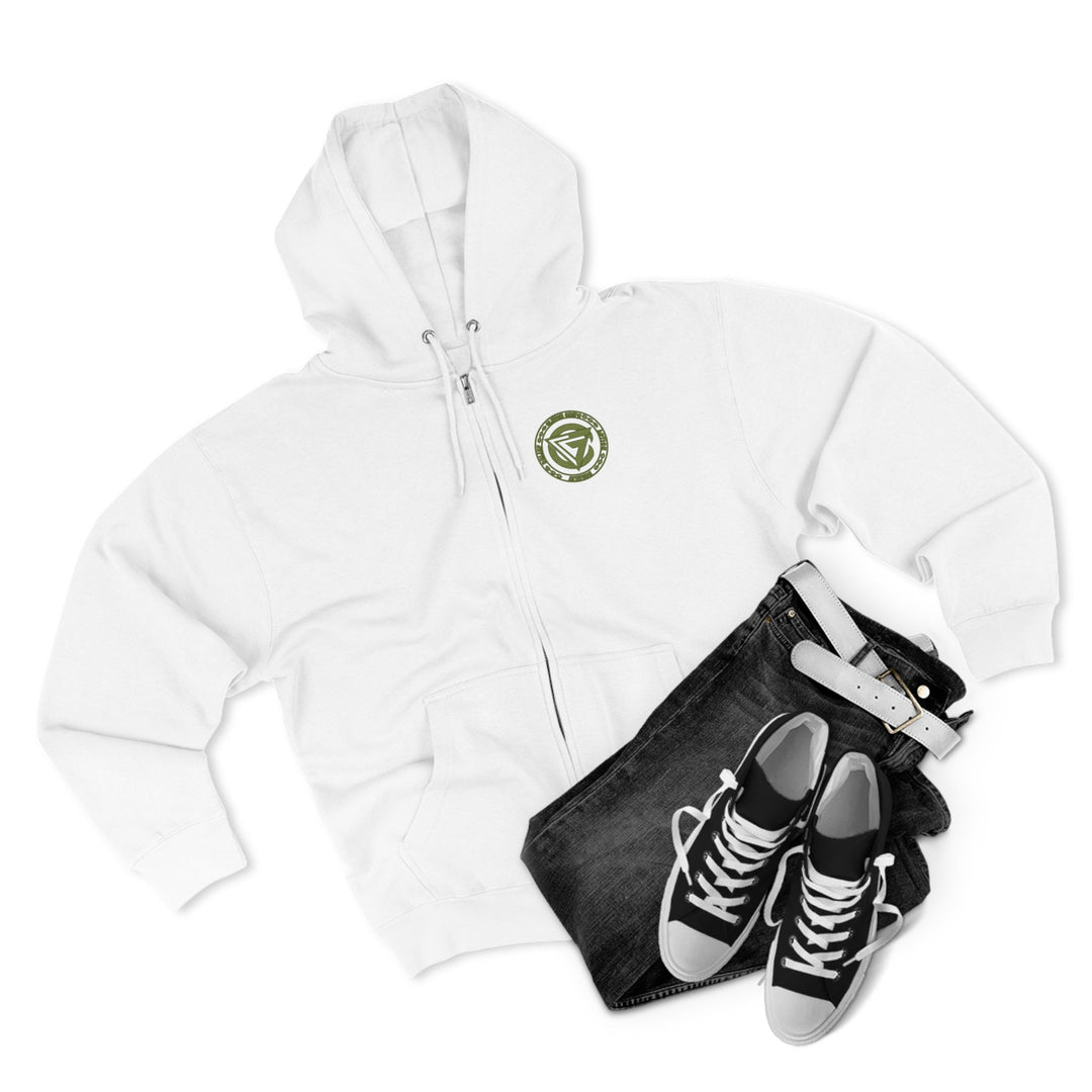 CG SGL SKULL DRAGON TIGER BELL ARMY GREEN/READY FOR WAR ZIP UP