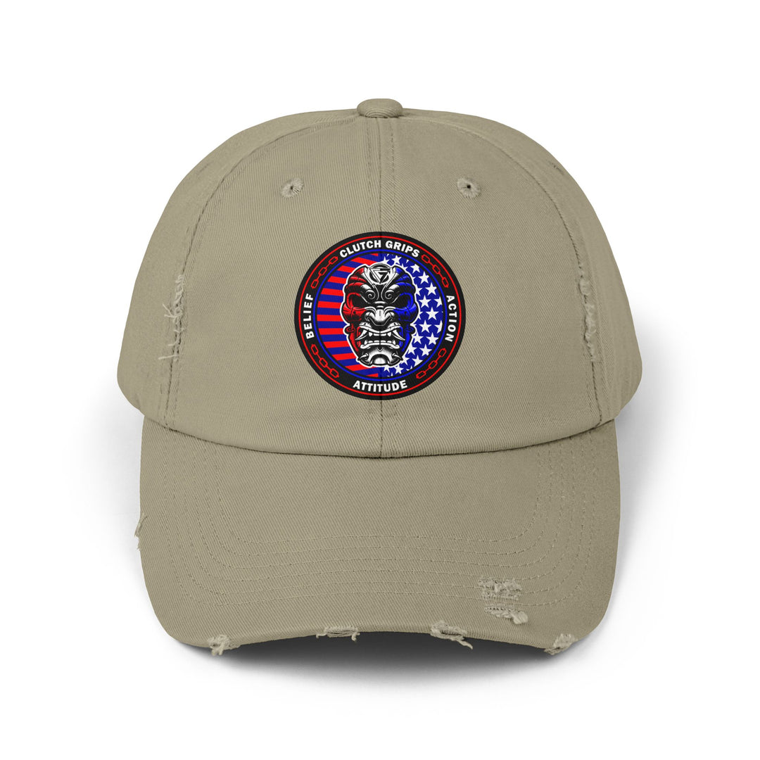 SAMURAI MASK RED WHITE BLUE FLAG/BELIEF ATTITUDE ACTION CAP