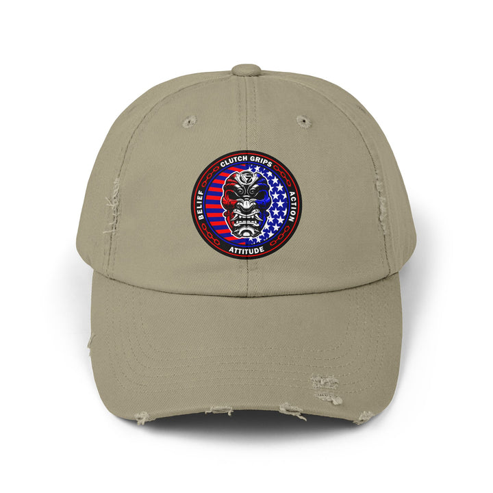 SAMURAI MASK RED WHITE BLUE FLAG/BELIEF ATTITUDE ACTION CAP