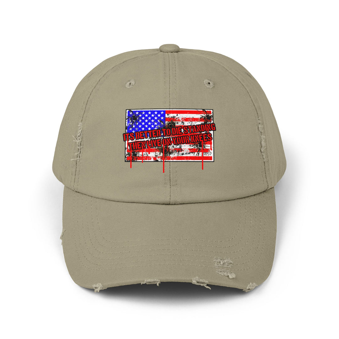 AMERICAN PRIDE FLAG BULLET HOLES ITS BETTER TO DIE STANDING THEN LIVE ON YOUR KNEES