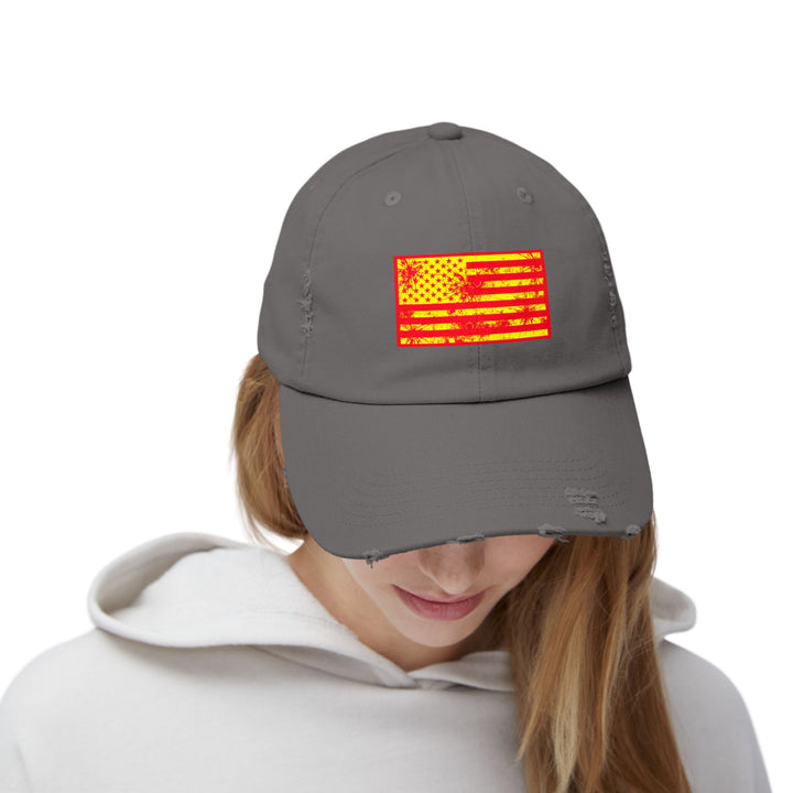 BATTLE HARDENED BLOOD RED & GOLD AMERICAN FREEDOM FLAG CAP