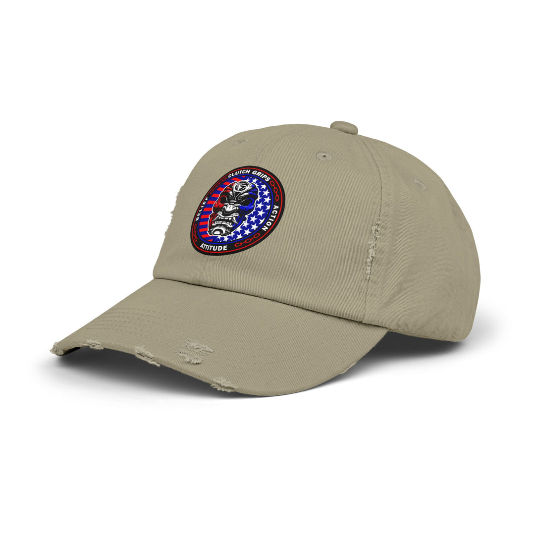 SAMURAI MASK RED WHITE BLUE FLAG/BELIEF ATTITUDE ACTION CAP