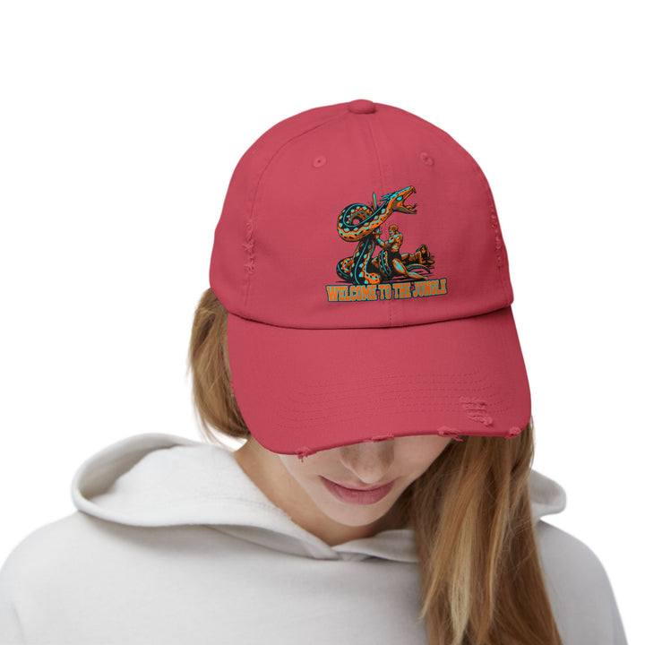 SERPENT SLAYER ORANGE AQUA WELCOME TO THE JUNGLE CAP
