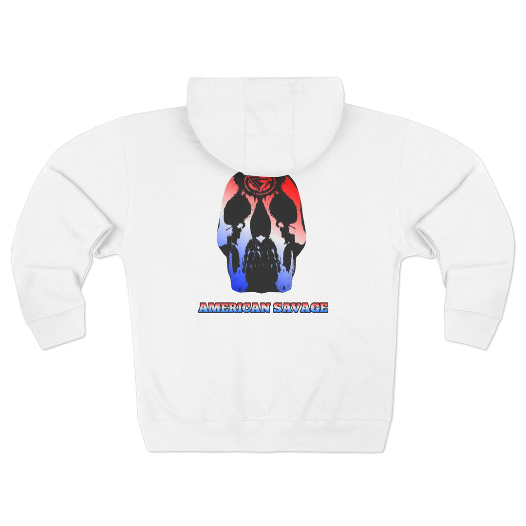 CG SKULL RED WHITE BLUE FADE /AMERICAN SAVAGE ZIP UP