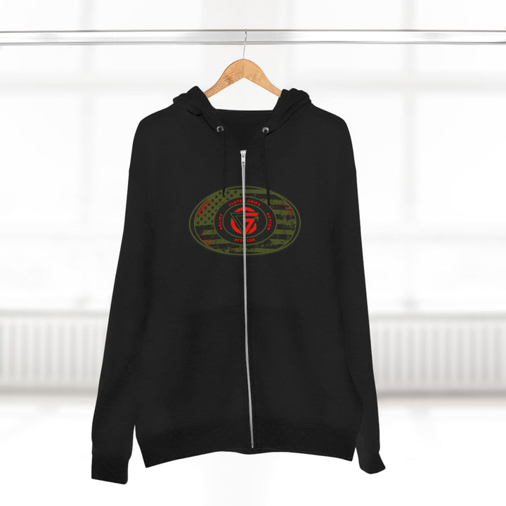 CG ANGRY DOG MILITARY GREEN BLOOD RED /AMERICAN SAVAGE ZIP UP
