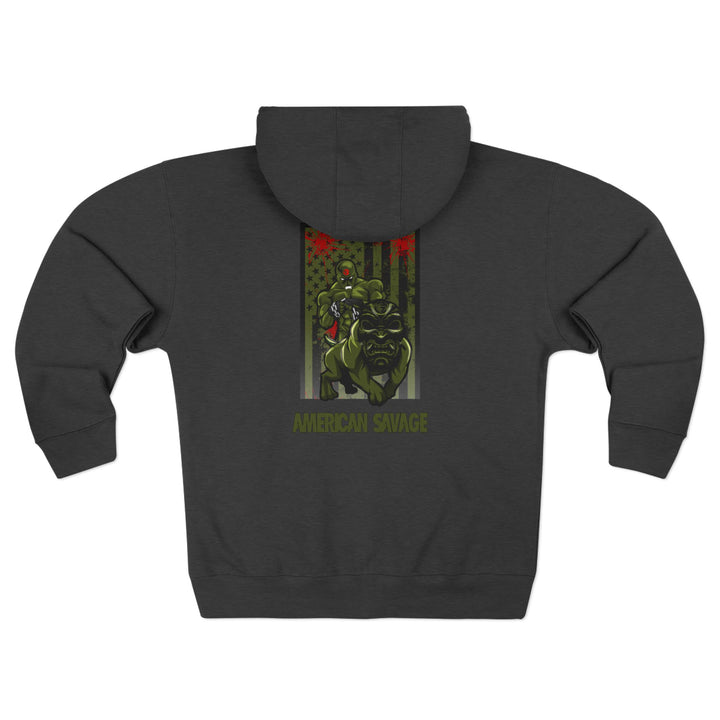 CG ANGRY DOG MILITARY GREEN BLOOD RED /AMERICAN SAVAGE ZIP UP