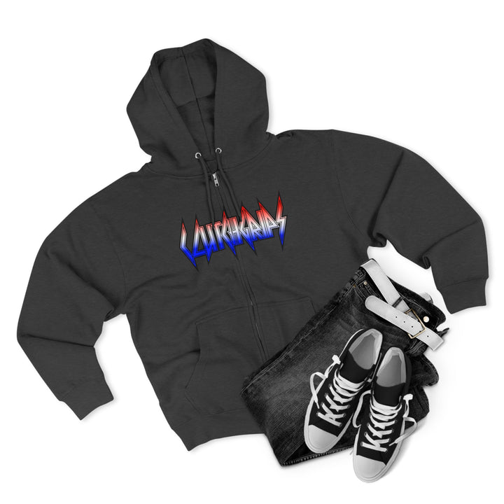 CG APE VS ZILLA 2ND FIGHTRED WHITE BLUE FADE /CONQUER ZIP UP