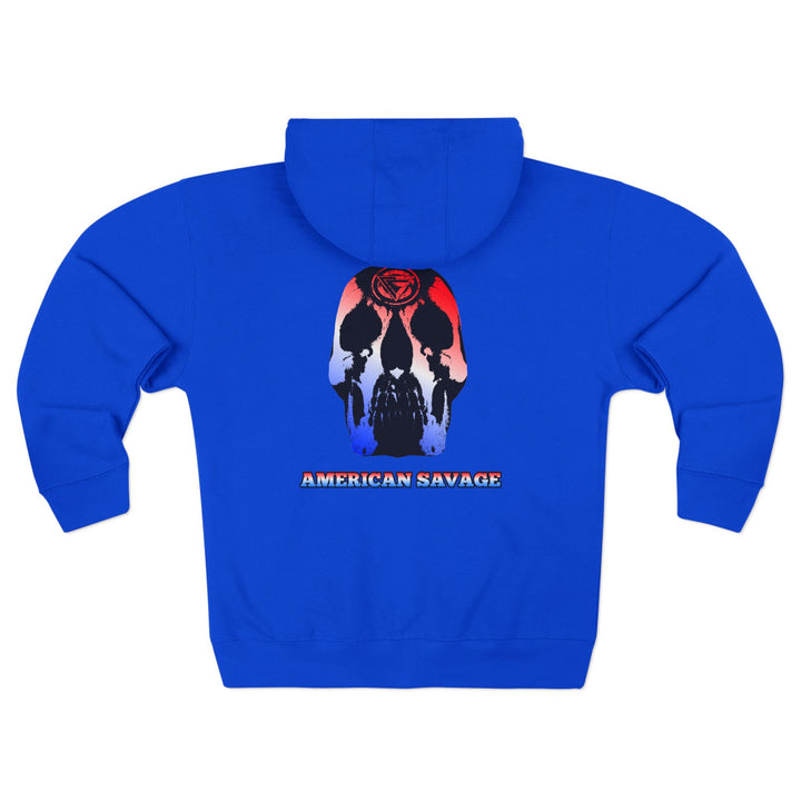 CG SKULL RED WHITE BLUE FADE /AMERICAN SAVAGE ZIP UP
