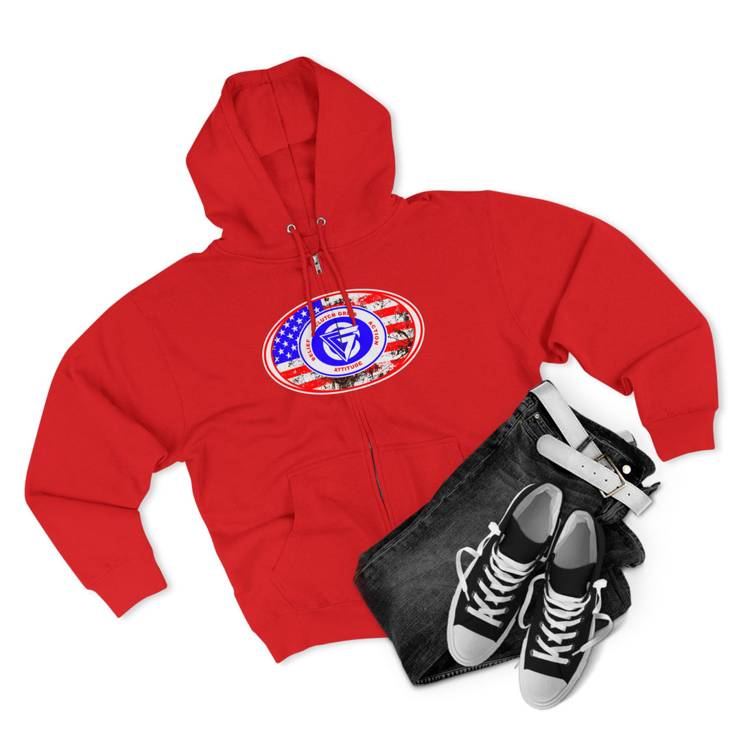 AMERICAN WARRIOR TRIBUTE  RED WHITE BLUE/AMERICAN SAVAGE ZIP UP