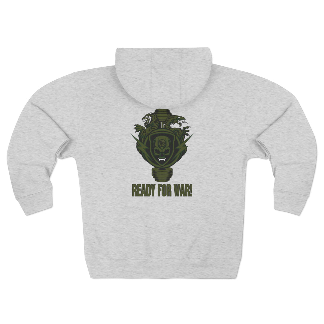 CG SGL SKULL DRAGON TIGER BELL ARMY GREEN/READY FOR WAR ZIP UP