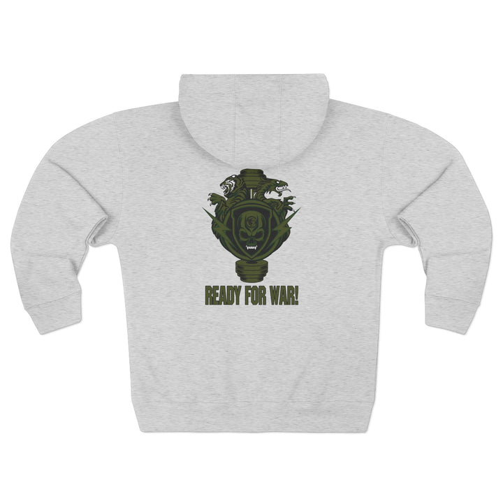 CG SGL SKULL DRAGON TIGER BELL ARMY GREEN/READY FOR WAR ZIP UP