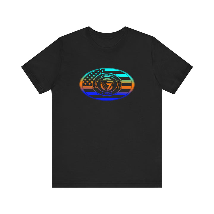 CG OVAL USA FLAG BLUE ORANGE AQUA BLEND