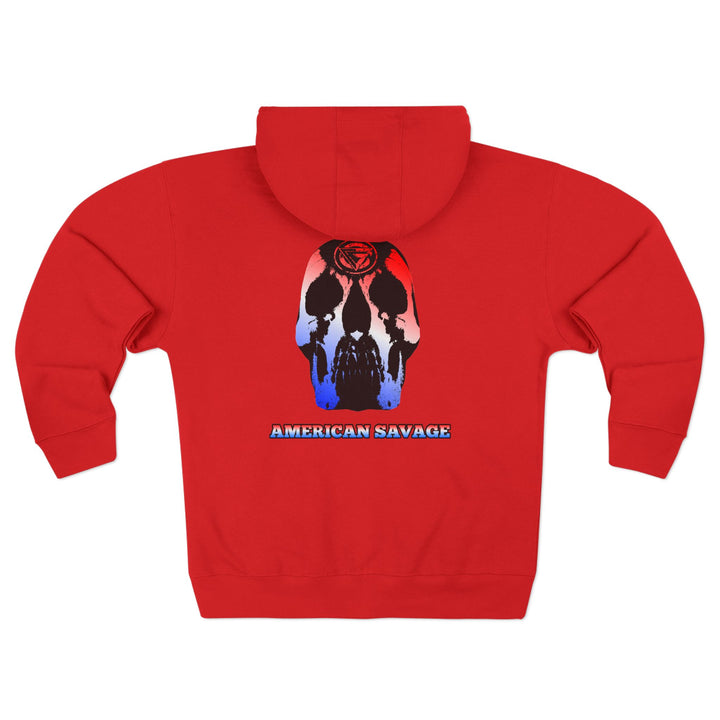 CG SKULL RED WHITE BLUE FADE /AMERICAN SAVAGE ZIP UP